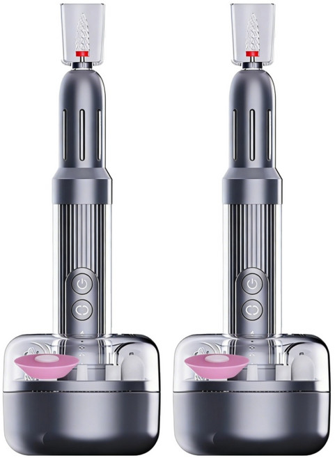 ANTIAN 電動美甲打磨機 便捷式指甲修護美甲機 去死皮拋光機 磨甲卸甲儀 自帶充電底座, 2個, 深灰色