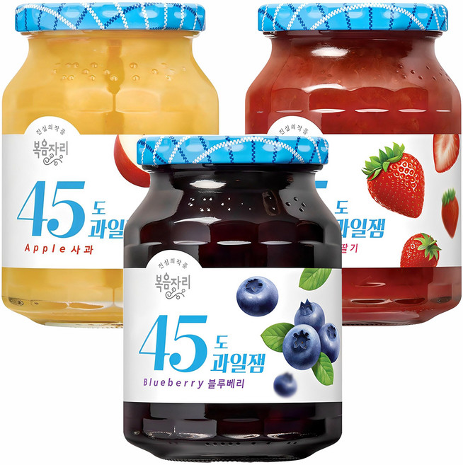 복음자리 45도 과일잼 딸기 350g + 블루베리 350g + 사과 350g, 1세트