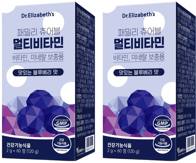 닥터엘리자베스 패밀리 츄어블 멀티비타민, 60정, 2개 - 쿠팡