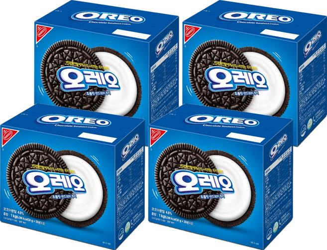 오레오 초콜릿 샌드위치 쿠키 화이트 크림, 1kg, 4개