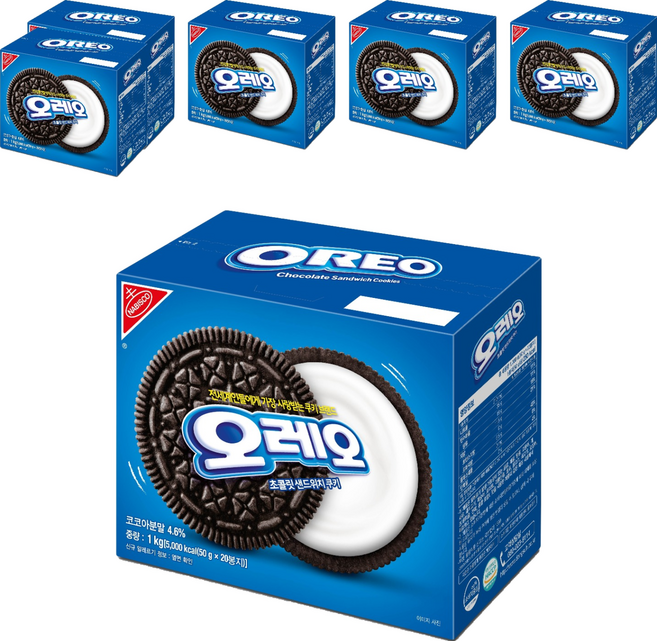 오레오 초콜릿 샌드위치 쿠키 화이트 크림, 1kg, 6개