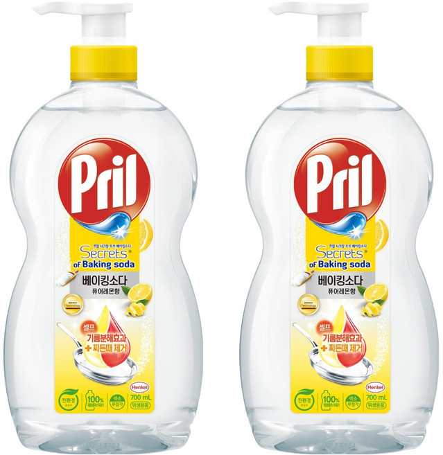 프릴 시크릿오브 베이킹소다 퓨어레몬향 주방세제, 700ml, 2개