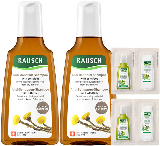 라우쉬 콜츠푸트 안티 댄드러프 샴푸 200ml + 허벌 케어 샴푸 12.5ml + 허벌 케어 컨디셔너 15ml 세트, 2개