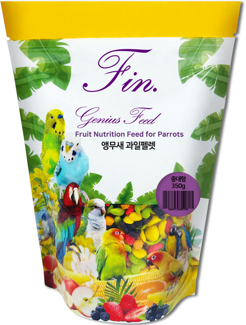 Fin 지니어스피드 후르츠뉴트리션 중대형 앵무새 과일펠렛 사료, 350g, 1개