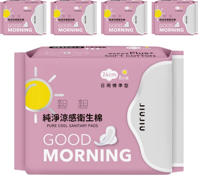 JIUJIU 親親 純淨涼感衛生棉, 日用標準型(24cm), 8片, 5包