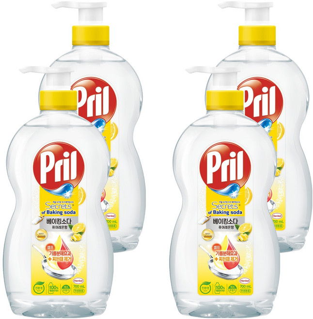 프릴 시크릿오브 베이킹소다 퓨어레몬향 주방세제, 700ml, 4개