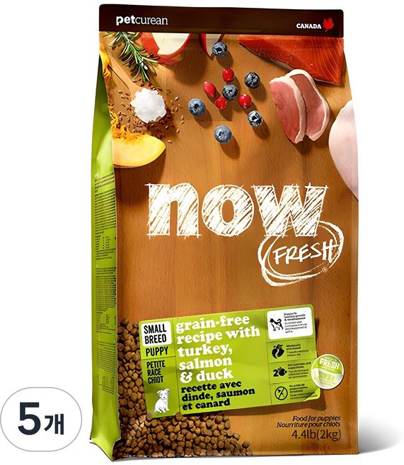 now 퍼피 그레인프리 스몰브리드 건식사료, 칠면조, 2kg, 5개