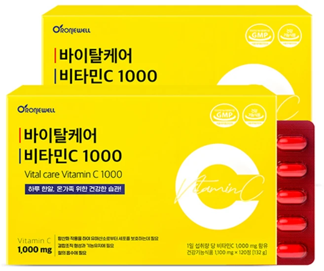 로니웰 바이탈케어 비타민C 1000, 120정, 2개 - 쿠팡