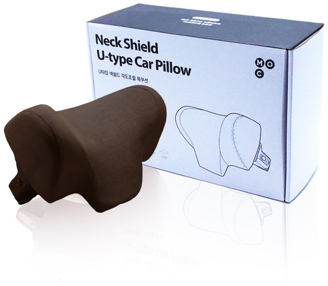 나만의차 U타입 넥쉴드 차량용 각도조절 목쿠션, 브라운, 1세트