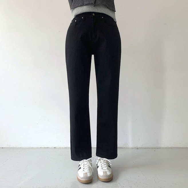 플랜데이 주식회사 여성용 숏 미디움 롱 기장 게리 히든밴딩 스판 베이직 보이핏 팬츠