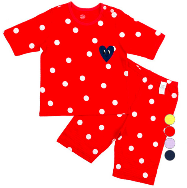 메이키즈 아동용 하트포인트 7부 쟈가드 실내복 상하 세트