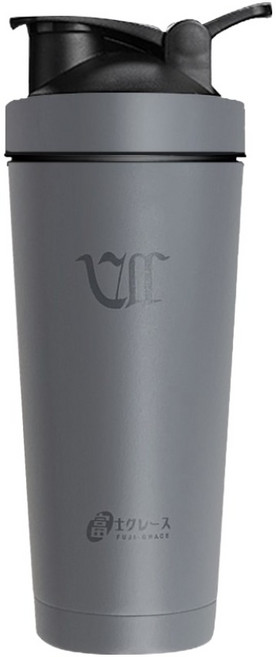 FUJI-GRACE 富士雅麗 寬口陶瓷噴層保溫搖搖杯 750ml 耐酸鹼 附攪拌球 翻蓋直飲口, 月光灰, 1個