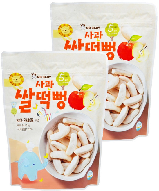 MB BABY 萌寶寶 大米餅 適用於五個月齡以上食用, 蘋果, 20g, 2包