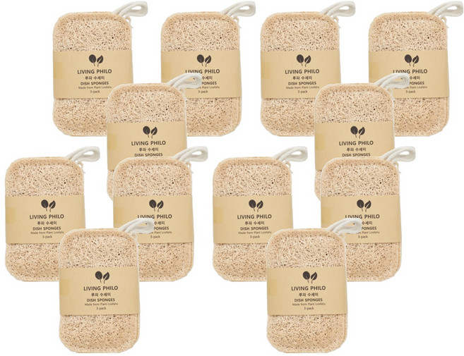 리빙필로 잘닦이는 루파 수세미 아이보리, 12개, 1개입