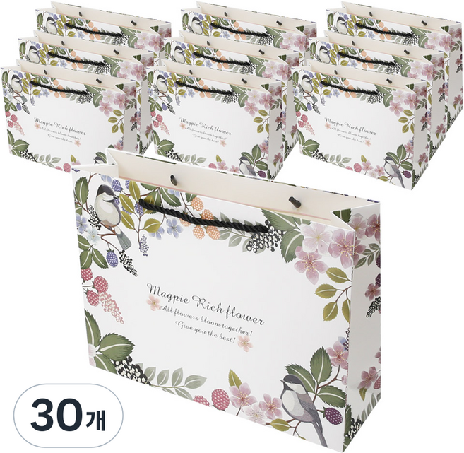 리드홈 사랑스러운 플로랄 코팅 쇼핑백 대, 혼합색상, 30개
