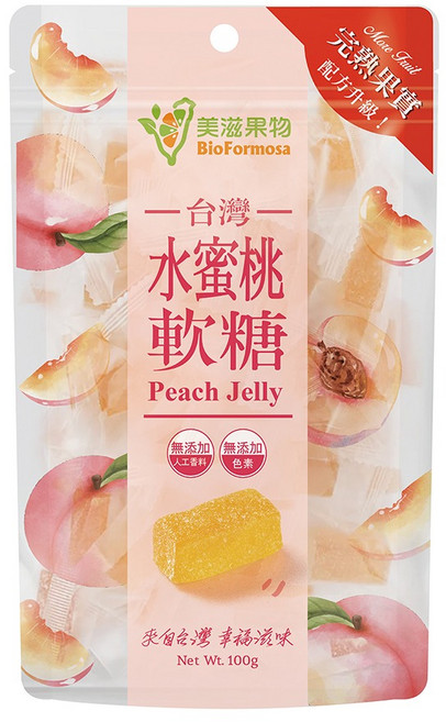 BioFormosa 美滋果物 水蜜桃果汁軟糖, 100g, 1包