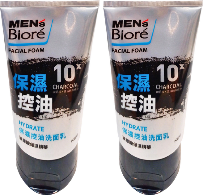 MEN's Biore 台灣公司貨 保濕控油洗面乳, 100g, 2條
