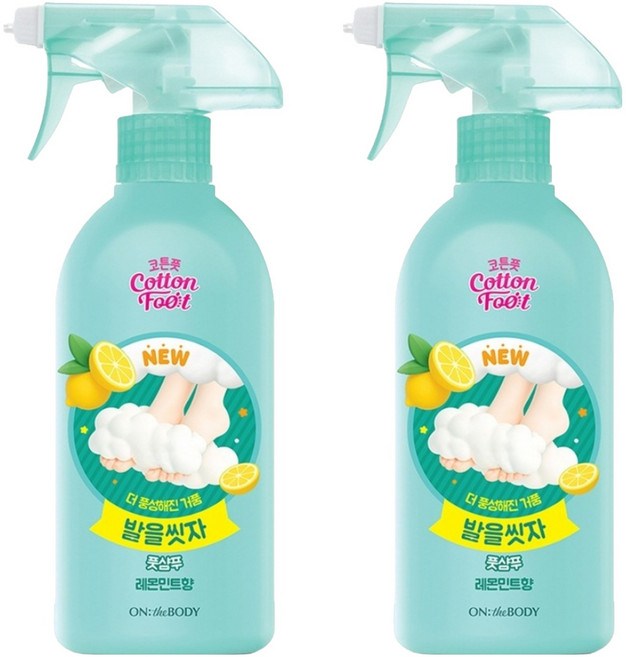 온더바디 코튼풋 발을 씻자 풋샴푸 레몬민트향, 1개입, 2개, 510ml
