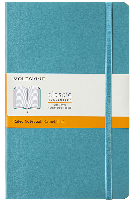 몰스킨 클래식 노트북 소프트 커버 Ruled L 13 x 21 cm, 블루 리프, 1개