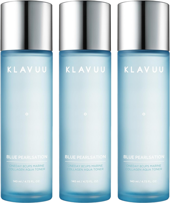 KLAVUU 克拉優 藍珍珠 八杯海洋膠原水潤爽膚水, 140ml, 3瓶