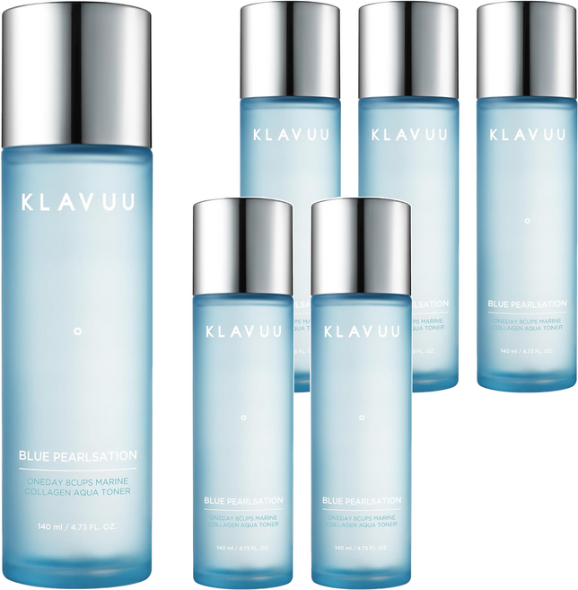 KLAVUU 克拉優 藍珍珠 八杯海洋膠原水潤爽膚水, 140ml, 6瓶