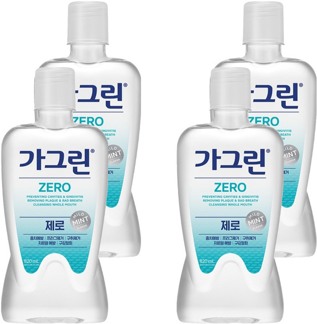 가그린 제로 구강청결제, 820ml, 4개