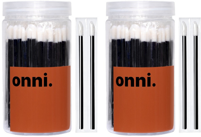 THE압구정언니 일회용 개별포장 메이크업 립 브러쉬 100p, 2개, 블랙