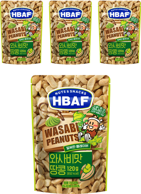 바프 넛츠 앤 스낵스 와사비맛 땅콩, 120g, 4개