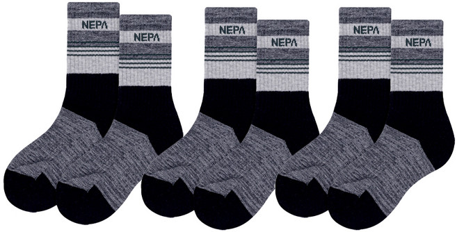 NEPA Pelt Surface 緩震中筒襪 3雙組 NPCFSCRS, 黑色, 黑色, 黑色(NPCFSCRS-BK3)