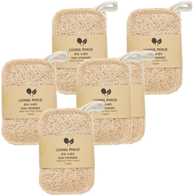 리빙필로 잘닦이는 루파 수세미 아이보리, 6개, 1개입