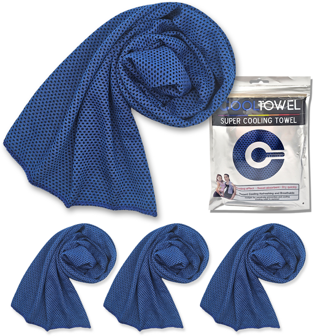 살림쏙 아이스 스포츠 타월 30 x 100 cm, 블루, 4개