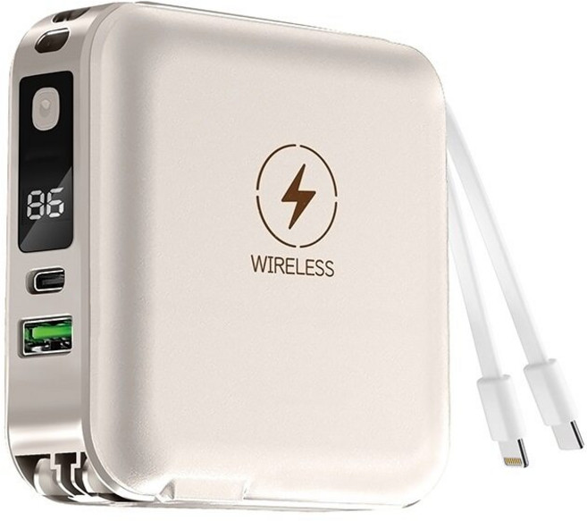 Kinyo 7in1雙線夾心萬用充 Type-C + Lightning, KPB-2650, 米色