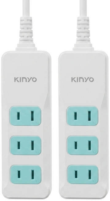 Kinyo 3插延長線 9呎 2PIN, 2.7m, 白色, 2個