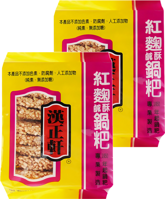 漢正軒 紅麴鍋粑 純素 無糖 不添加色素、防腐劑、人工添加物, 200g, 2包