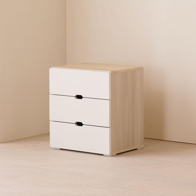 제이디퍼니처 로미 II 3단 서랍장, 백화이트, 3개