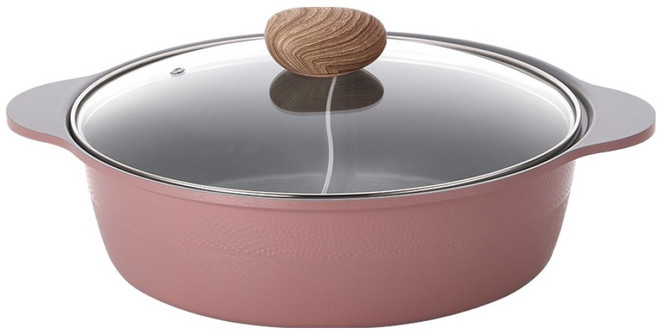 NEOFLAM 台灣原廠公司貨 IH鴛鴦鍋湯鍋, 28cm, 丹麥粉, 1組