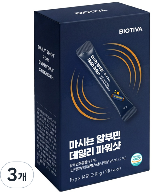 바이오티바 마시는 알부민 데일리 파워샷 14p, 3개, 210g