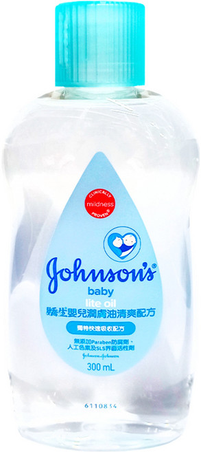 Johnson's 嬌生 嬰兒潤膚油 清爽配方, 300ml, 1瓶