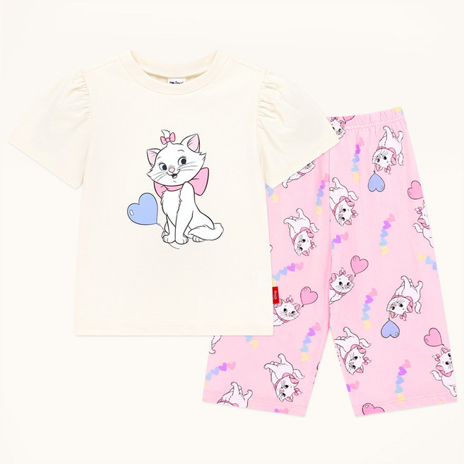 mollimelli friends 兒童透氣迪士尼貓兒歷險記瑪麗貓粉彩愛心居家上下服套裝
