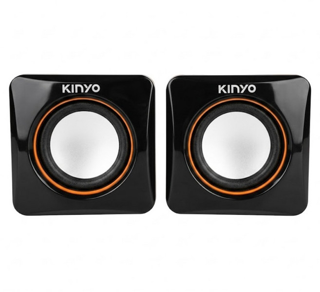Kinyo USB 迷你筆電專用小喇叭 70 x 70 x 70mm 317g 2個, US-202, 黑色