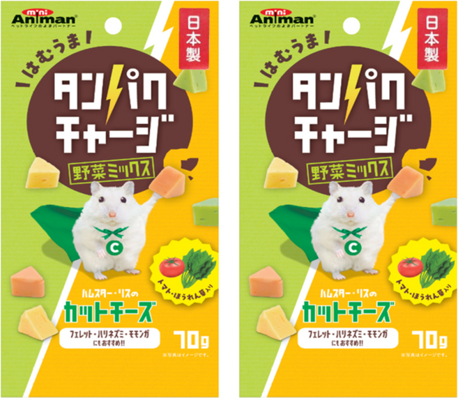 mini Animan 倉鼠 松鼠角切起司塊, 野菜, 70g, 2包