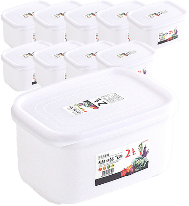 업소용 사각 탱크 백밀폐락 용기 2호, 2L, 10개