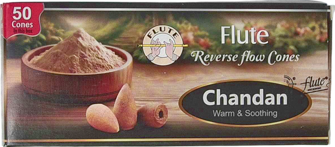 Flute INCENSE India 印度倒流香 50顆 暖和舒緩, Chandan 沉香, 1盒