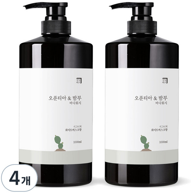 살림백서 오푼티아 앤 밤부 바디워시 베이비파우더향, 1L, 4개