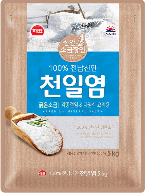해표 천일염 굵은소금, 5kg, 1개