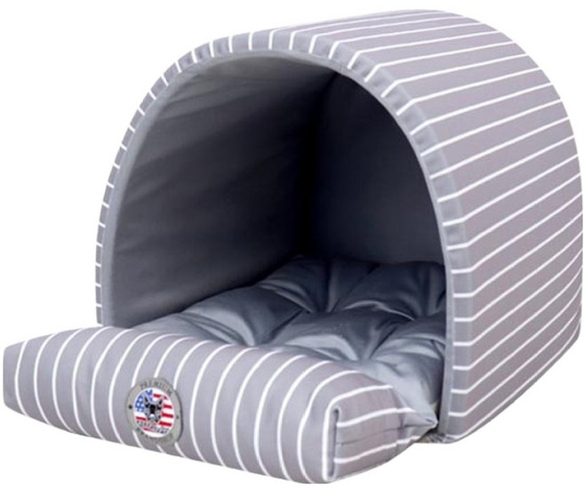 REDPUPPY 高級威爾頓圓頂寵物窩, 1組, 條紋灰