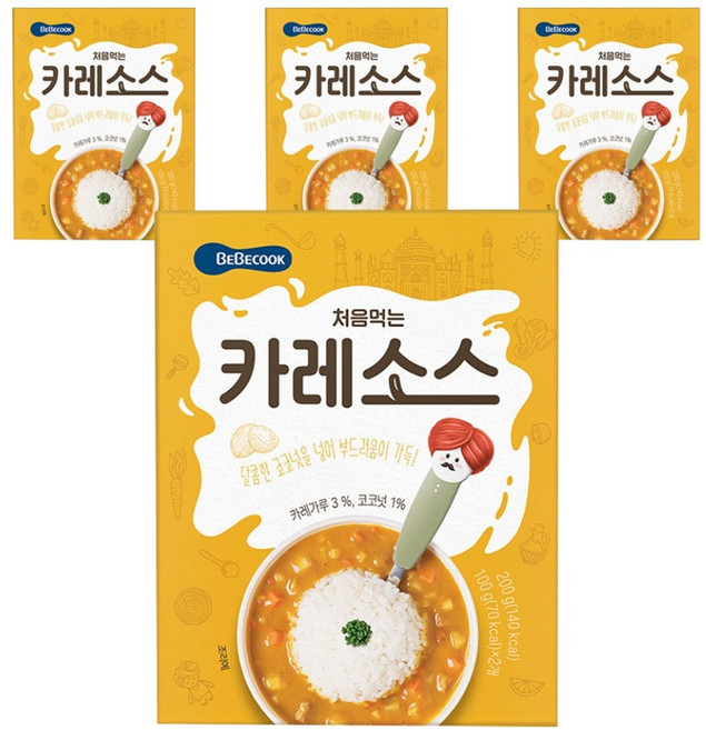 베베쿡 처음먹는 덮밥 소스, 카레, 200g, 4개