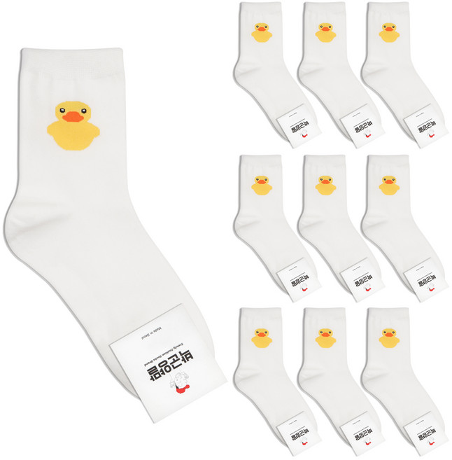 박군 여성용 러버덕 양말 10족 세트