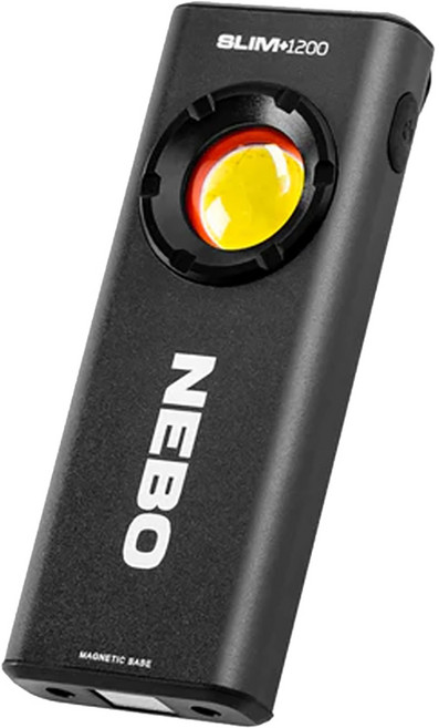 NEBO Slim+ 1200流明 IPX7 超薄口袋工作燈 11.4 x 4.5 x 2.5cm, 黑色 + 白色, 1個