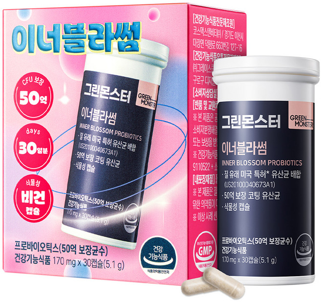 그린몬스터 질 유래 여성 유산균 이너블라썸 50억 CFU, 30정, 1개